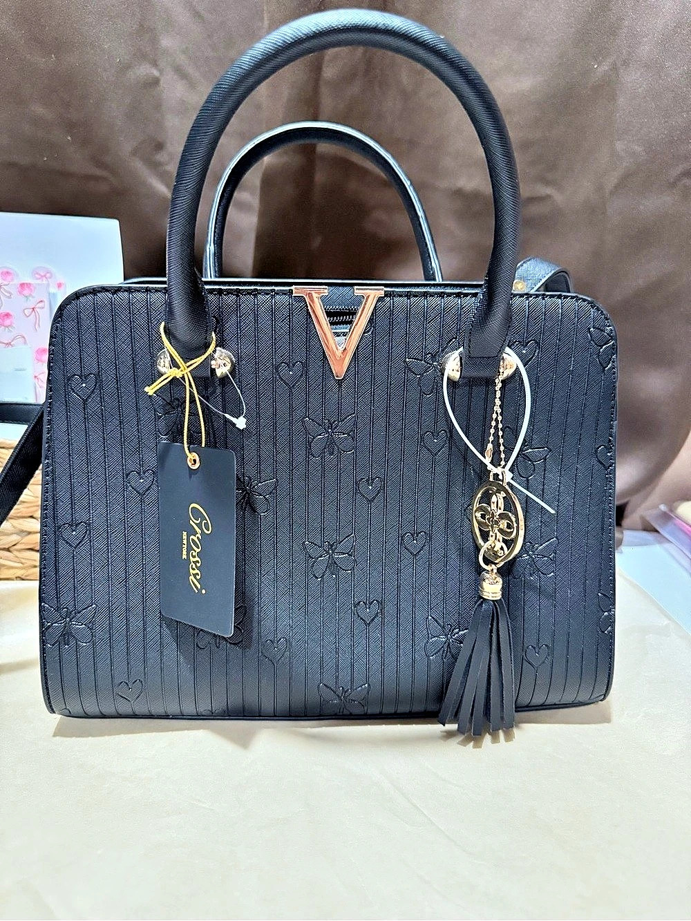 Crossi New York Black Satchel NWT